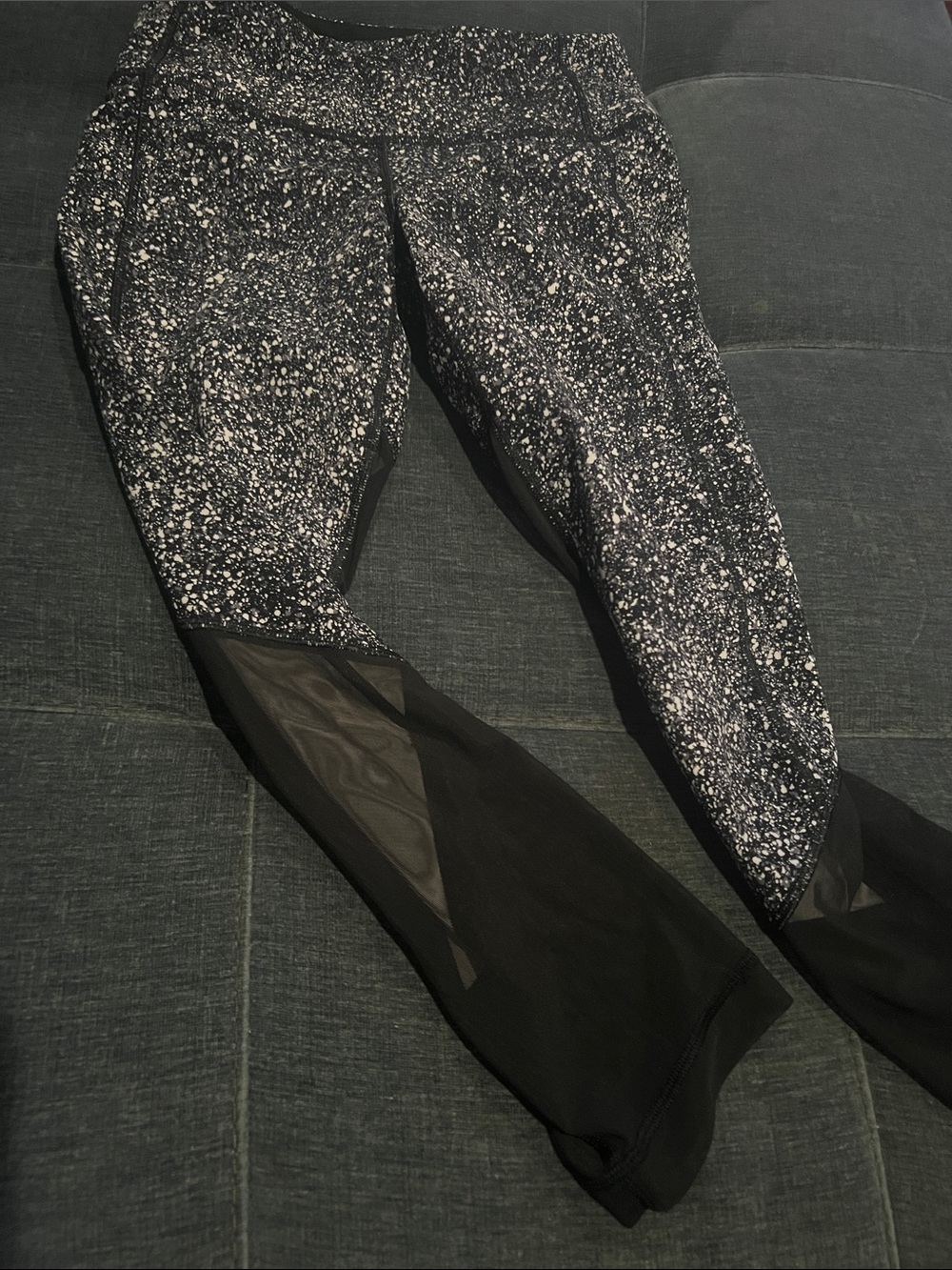 lululemon athletica Black Speckle Mesh-Panel Leggings